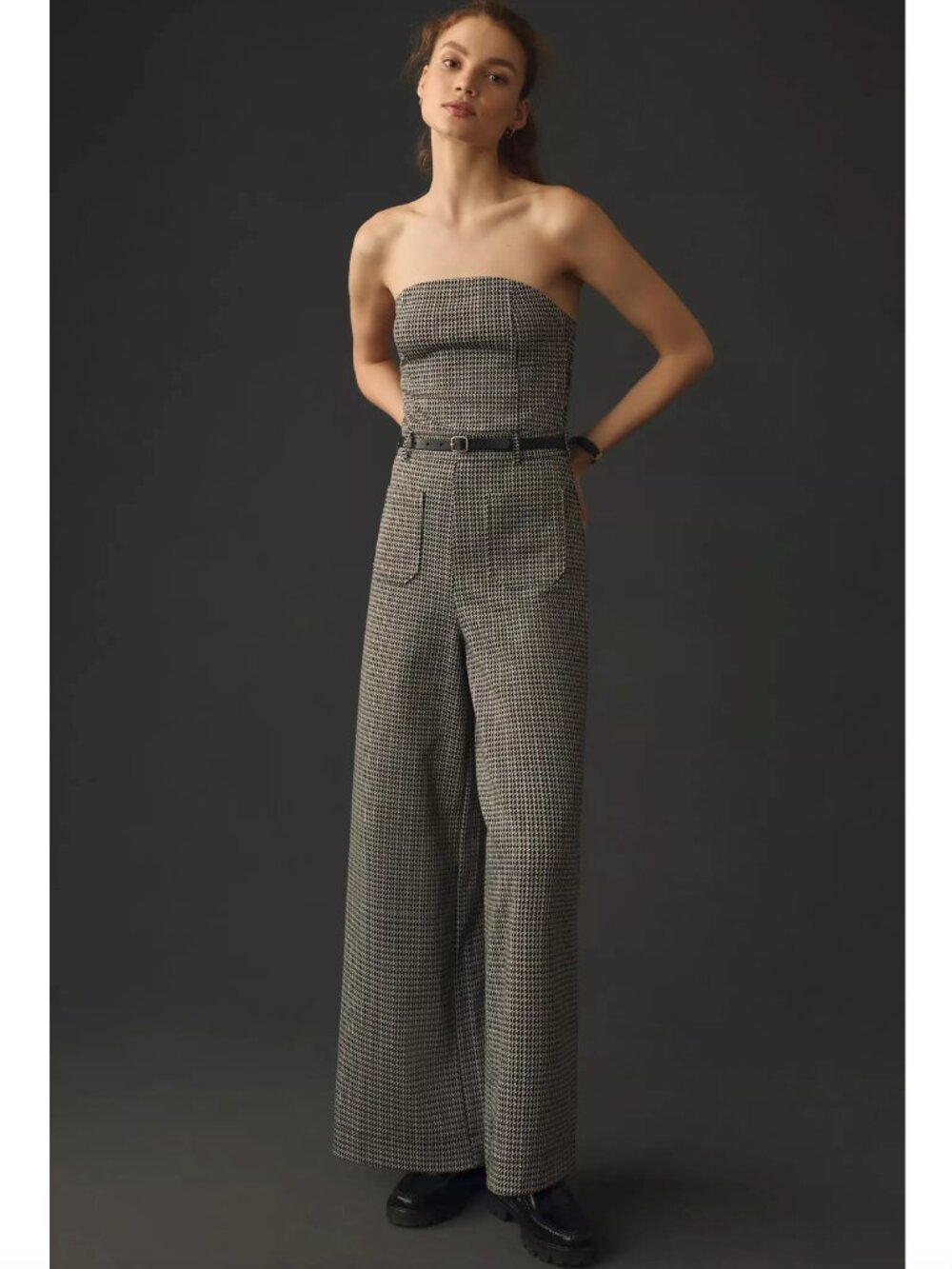 Anthropologie Maeve Houndstooth Knit Jumpsuit